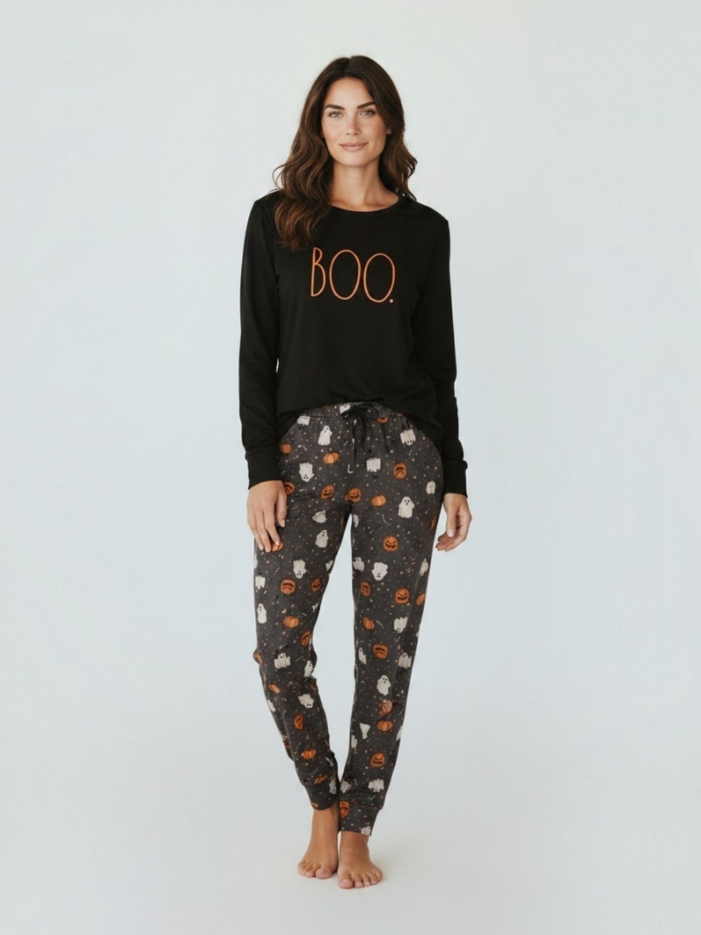 Rae Dunn Black "BOO." Halloween Pajama Set NWOT
